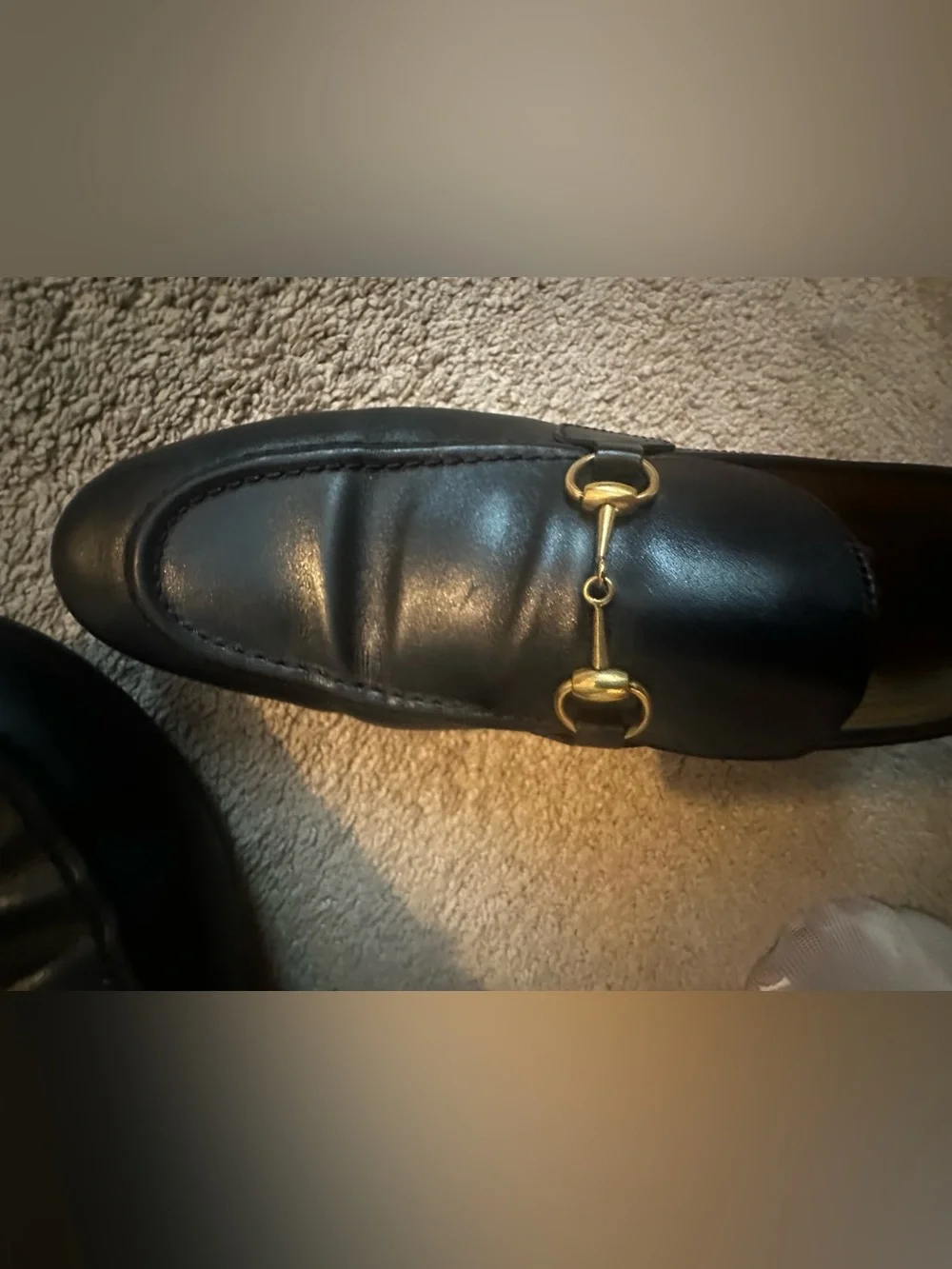 Gucci Black Leather Horsebit Loafers with Gold Hardware